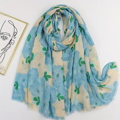 Boho Flower Print Scarf Warm Shawl Women Sunscreen Headwrap