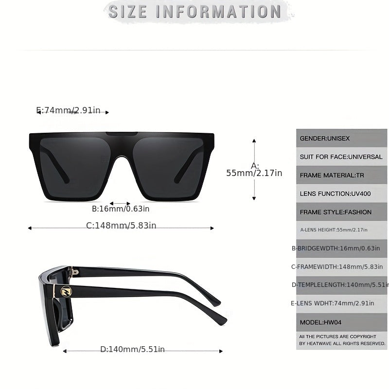 Large Square Frame Sunglasses UV Protection for Men Unisex