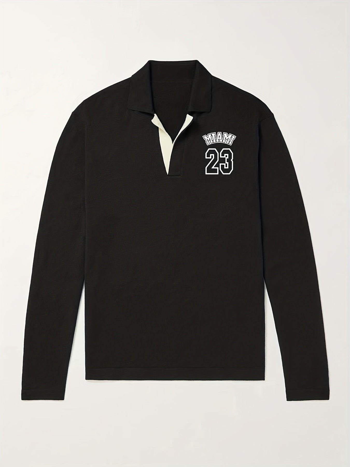 Miami 23 Knit Polo Shirt Men's V Neck Pullover Sweater