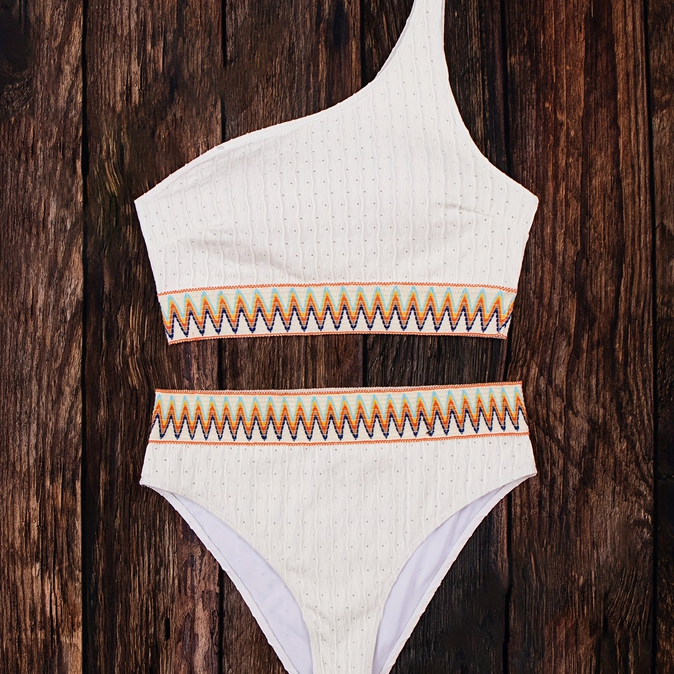 Polka Dot One Shoulder Bikini Set