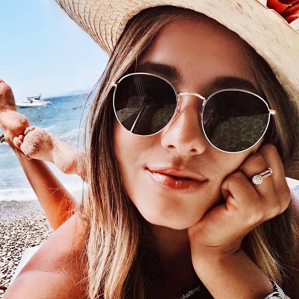 Round Metal Sunglasses Anti Glare Glasses UV400