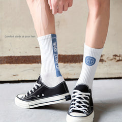 Letter Print Sports Socks Crew Street Socks
