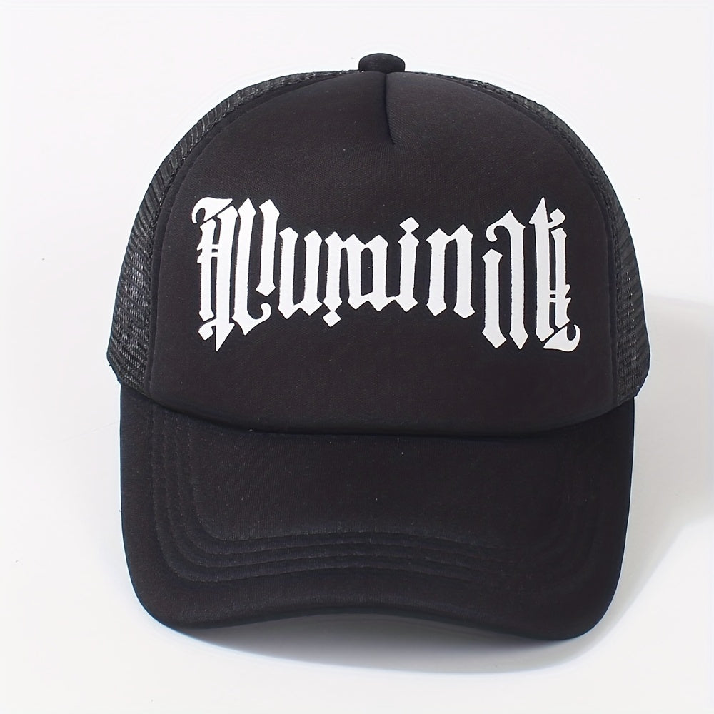 Gothic Letter Print Trucker Hat Mesh Baseball Cap Hip Hop