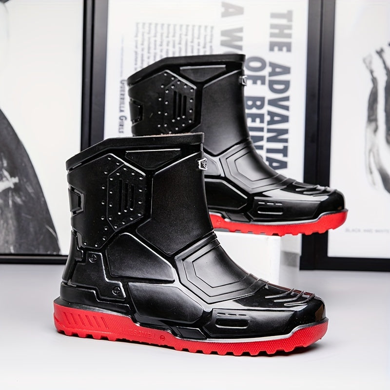 Men's Mid Top Rain Boots Waterproof Non slip Galoshes