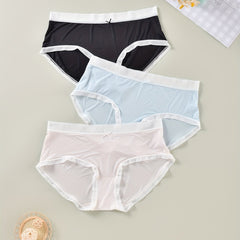 3 Pack Women's Plus Size Panties Set, Cooling Fabric Seamless with Contrast Trim