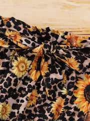 Toddler Baby Girls Sunflower Graphic Outfit Ruffle Sleeve Shirt Floral Pant Set