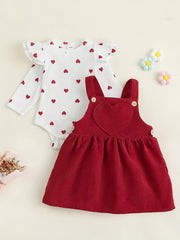 Girls Infant Puffy Suspender Dress & Romper Set