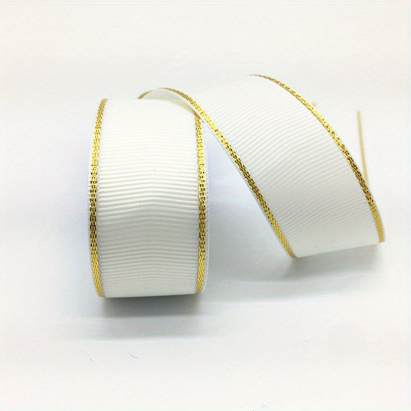 2 Yards 25mm Metallic Edge Grosgrain Ribbon Gift Hair Bows DIY Christmas