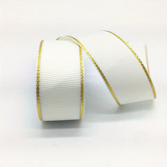 2 Yards 25mm Metallic Edge Grosgrain Ribbon Gift Hair Bows DIY Christmas