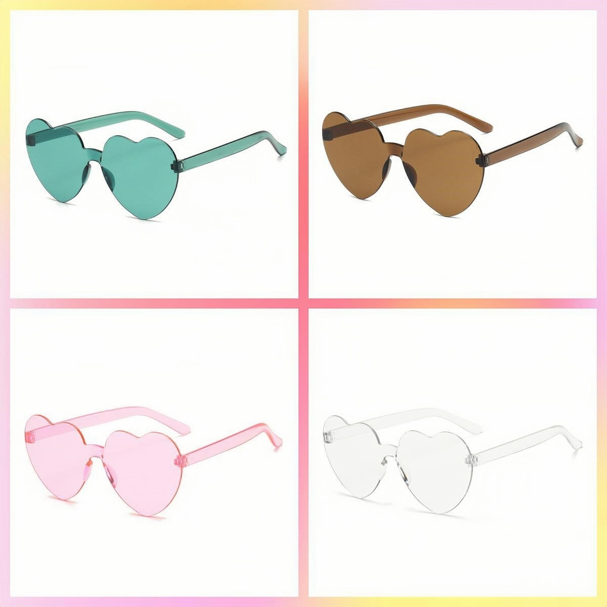 4 Pairs Heart Shape Sunglasses Halloween Party Cosplay Costumes Rimless Glasses