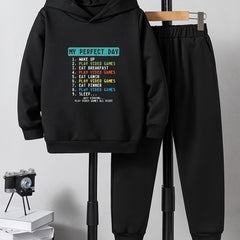 Boys Kids Casual Hoodie & Sweatpants Set Outdoor Clothes