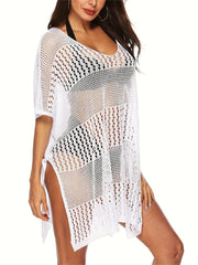 Sexy Cover Up Women's Plus Hollow Out Crochet Batwing Sleeve
