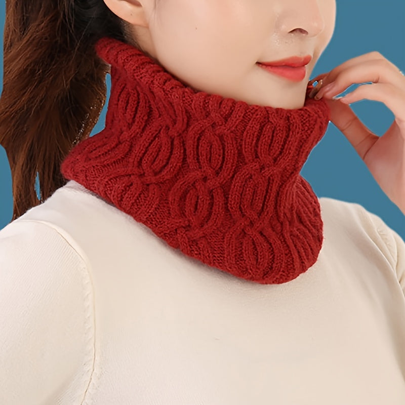 Thin Reversible Knit Scarf Ribbed Mini Snood Neck Warmer