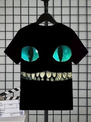 Boys' 3D Cat Graphic T-Shirt Active & Stretchy Short Sleeve Tee