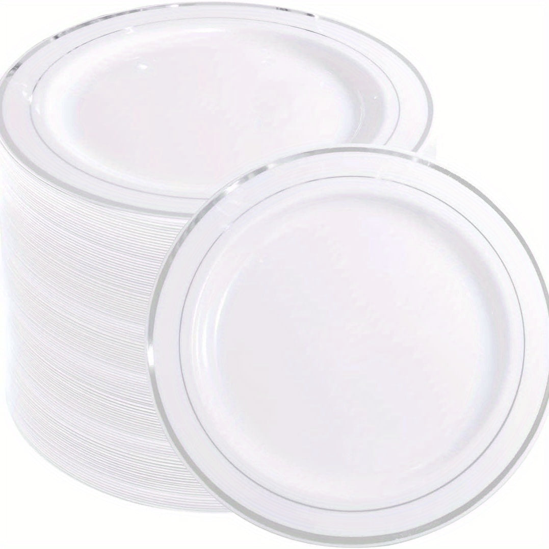 30pcs Fancy Wedding Plates with Golden Rim 19.05cm