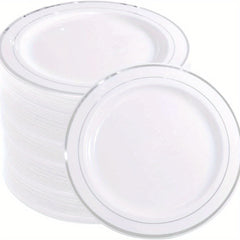 30pcs Fancy Wedding Plates with Golden Rim 19.05cm