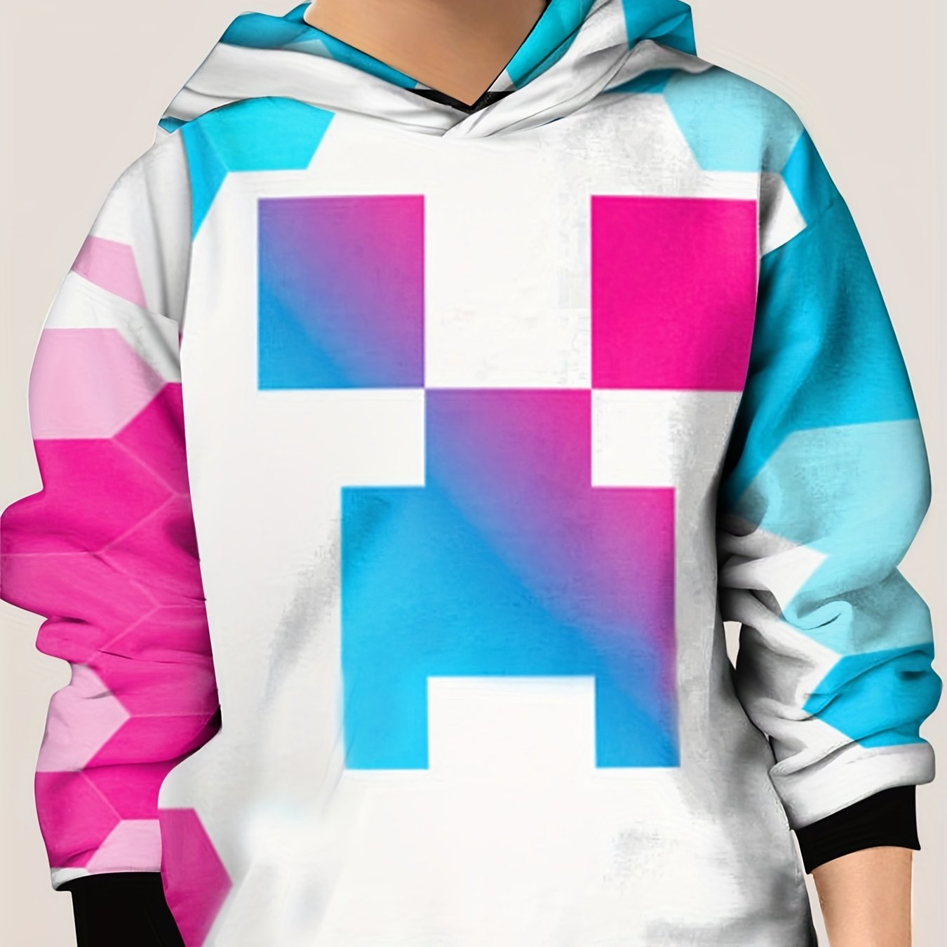 Boy's Gradient Block Hoodie Long Sleeve Hooded Sweatshirt