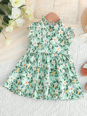 Baby Girls Floral Print Sleeveless Dress for Summer