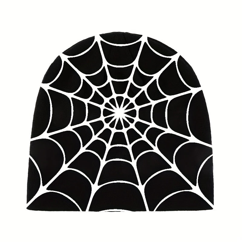 Y2K Gothic Spider Web Pattern Knit Hat For Men Unisex