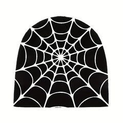 Y2K Gothic Spider Web Pattern Knit Hat For Men Unisex