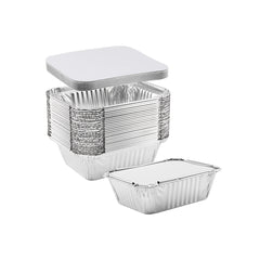 50pcs Small Disposable Aluminum Foil Pans With Lids for Cooking Baking Meal Prep