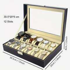 PU Leather Watch Storage Box PVC Material Transparent Frame Box