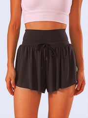 Women's High Waist Sports Shorts Drawstring Non slip Skort