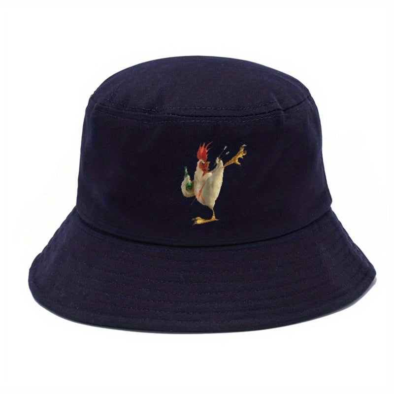Casual Cartoon Embroidered Sunscreen Bucket Hat for Outdoor Activities