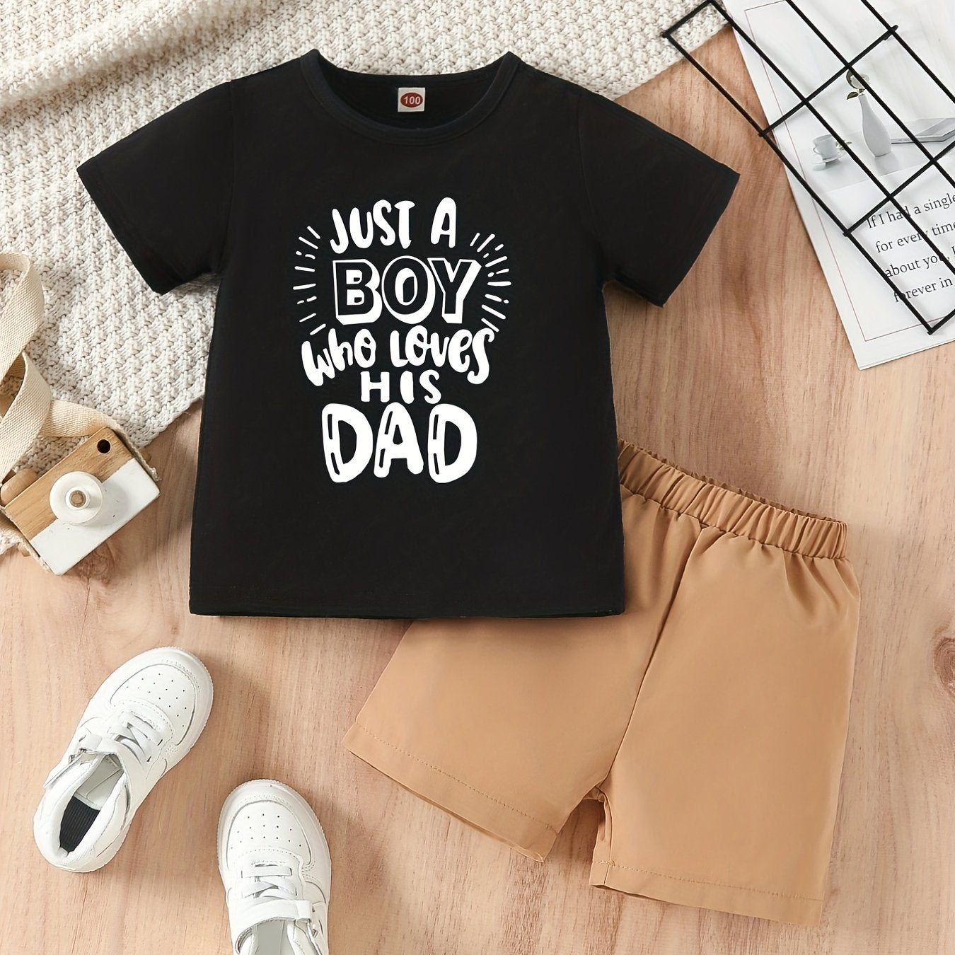 Boys Love Dad T-shirt & Shorts Set Casual Kids Summer Clothes