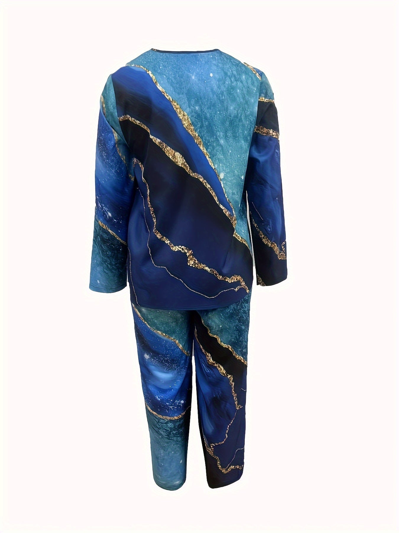 Women's Plus Marble Print 2 Piece Set