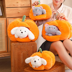 Dog & Cat Pumpkin House Plush Toys Soft Halloween Stuffed Animals