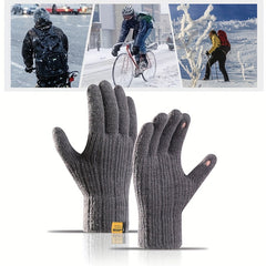 Winter Velvet Lining Warm Gloves Touch Screen Knitted Gloves