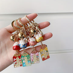 Fortune Lucky Cat Keychain Keyring Ceramics Key Chain Car Bag Pendent