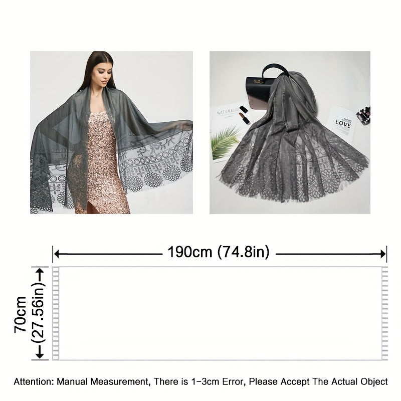 Large Hollow Lace Shawl for Women - Breathable Scarf for Party Wedding Prom
