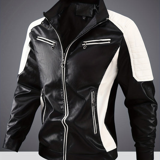 Men's Vintage Leather Jackets Fleece Outwear Casual Motorcycle