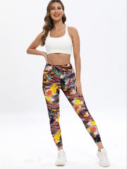Block Print Yoga Pants High Elastic Leggings Women's Activewear