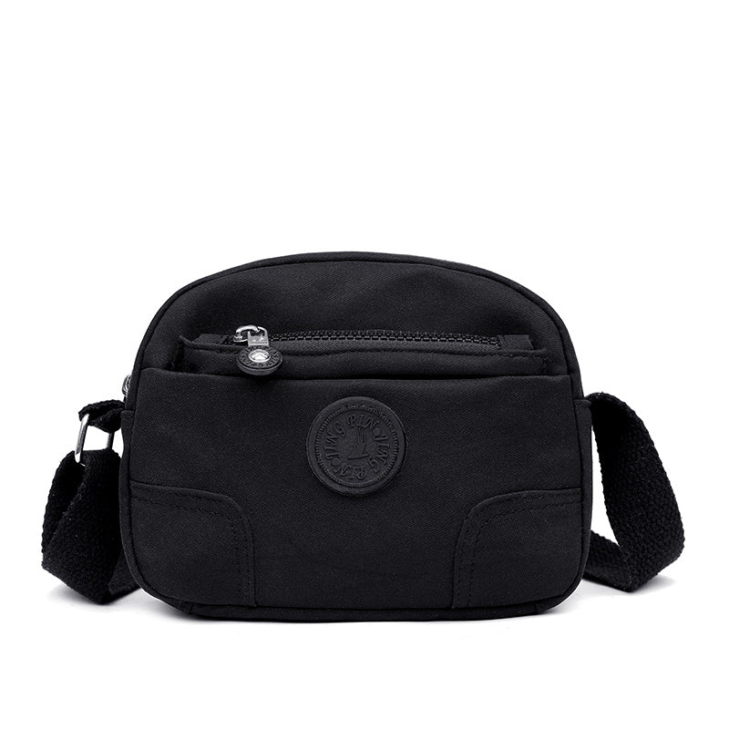 Solid Canvas Crossbody Bag Women's Large Capacity Zipper Baguette Bag