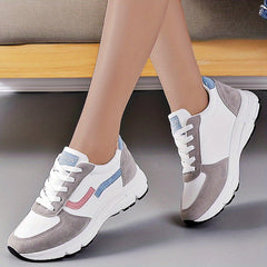 Colorblock Platform Sneakers Lace Up Sporty Comfy Shoes