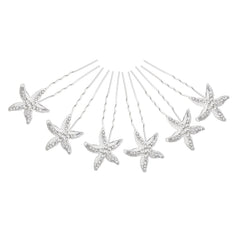 6pcs Bride Starfish Flower U-shaped Hairpin Wedding Headgear