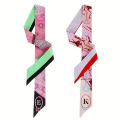 26 Letter Flower Print Neckerchief Casual Hair Ribbon Handbag Handle