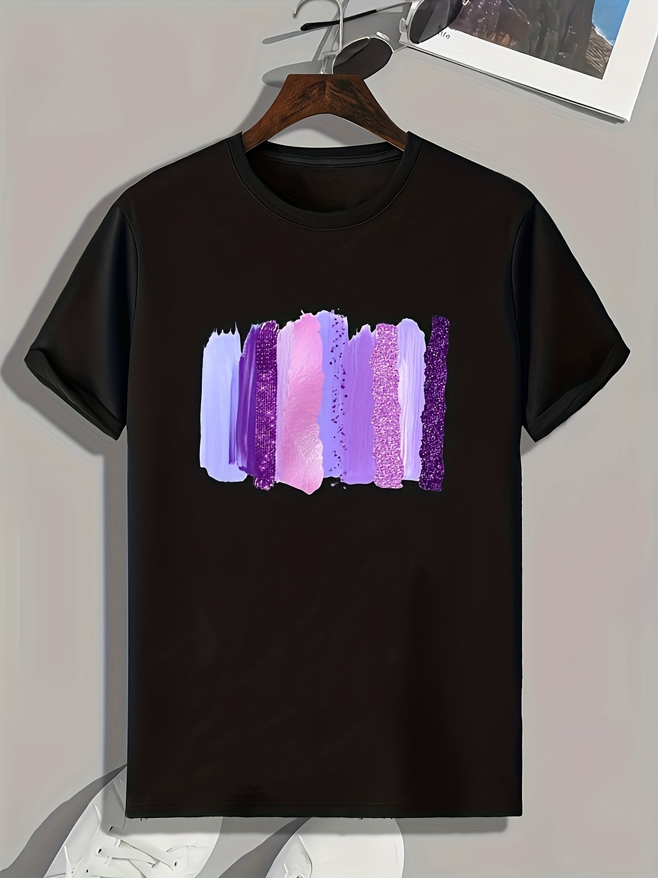 Shining Stripe Print Men's Graphic T-shirt for Summer