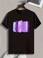 Shining Stripe Print Men's Graphic T-shirt for Summer