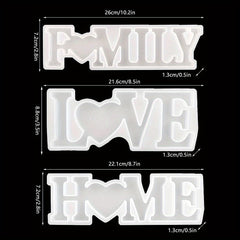 3Pcs Silicone Family Love Sign Alphabet Word Epoxy Resin Mold