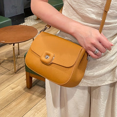 Stylish Large Capacity Leather Crossbody Bag in Khaki