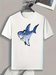 Shark Print Men's Graphic T-shirt for Summer