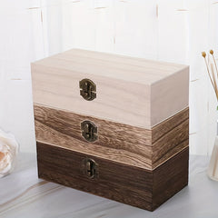 Vintage Wooden Storage Box Paulownia Wood Flip Cover Jewelry Box