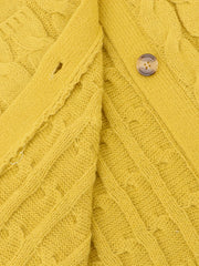 Solid Cable Long Sleeve Button Up Cardigan