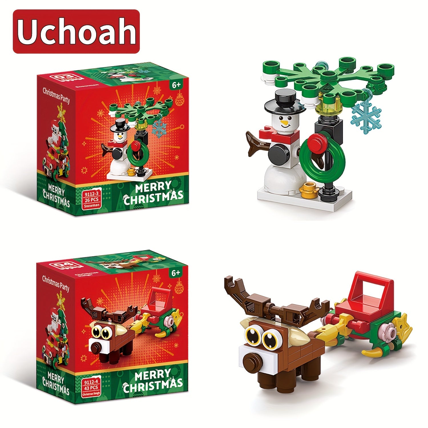 352pcs Christmas Building Blocks Set Santa Reindeer Tree Wreath Snowman