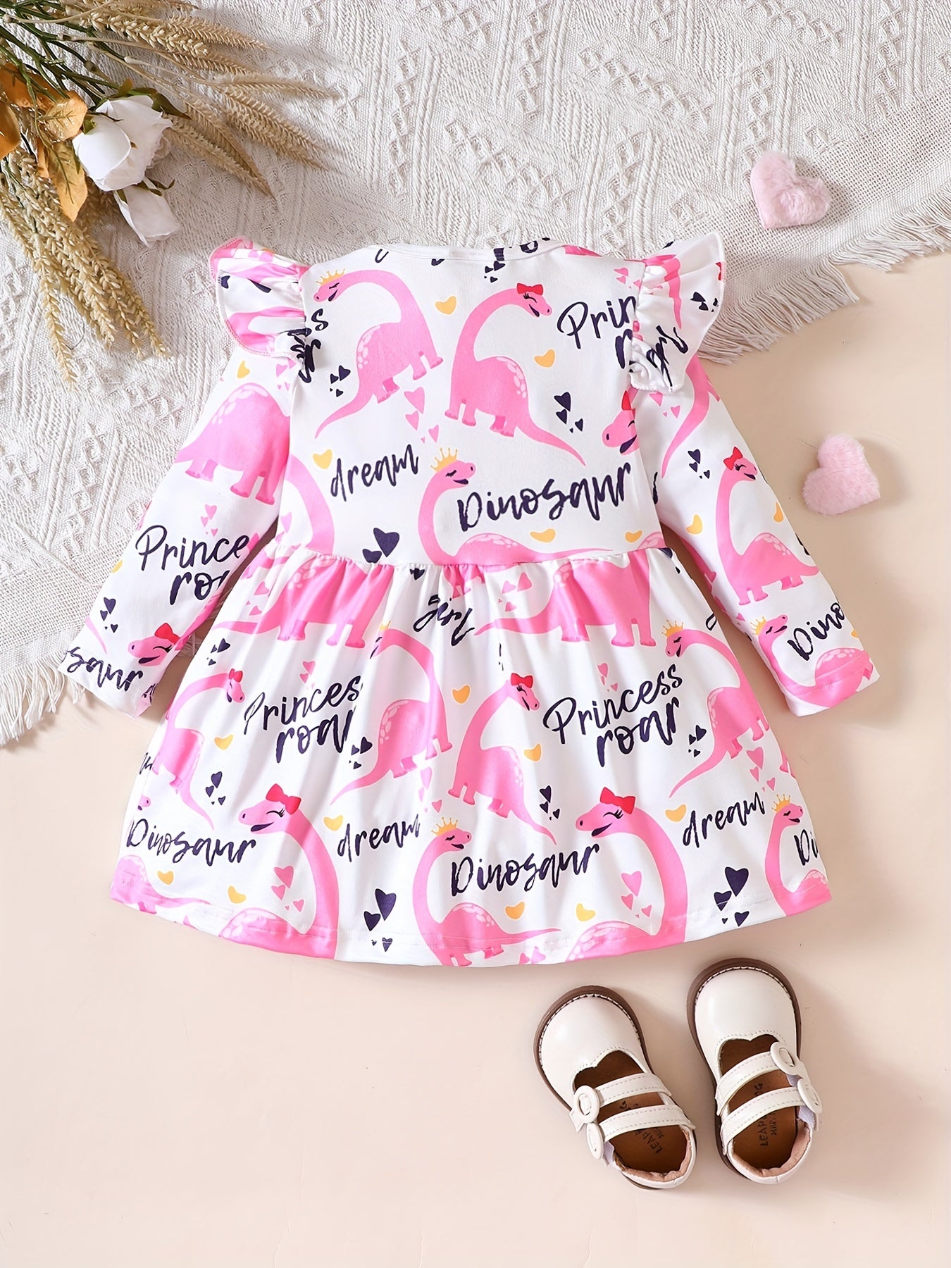 Baby Girl's Cartoon Graphic Long Sleeve Dress