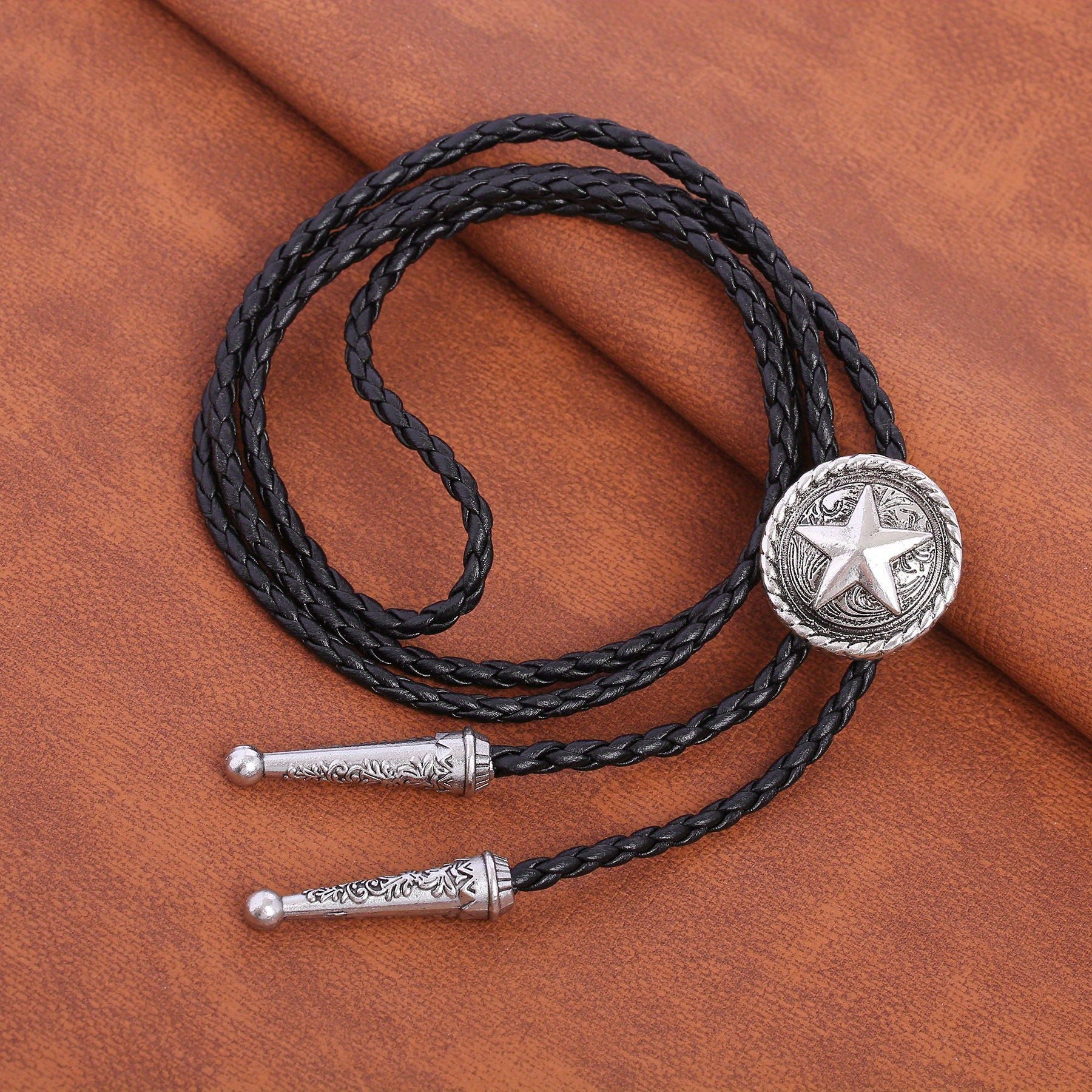 Retro Pentagram Pendant Buckle Necktie for Men and Women